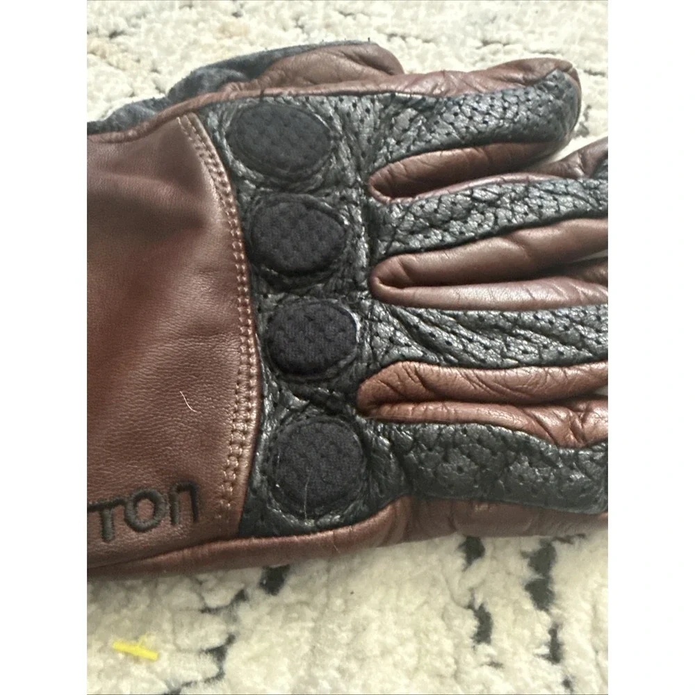 Vintage Ronin Hipora Leather Snowboard Gloves Brown Black Y2K Men's Size Small